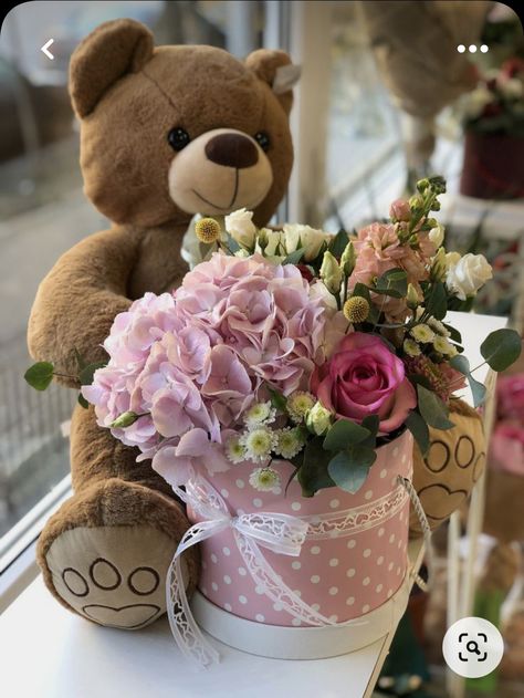 Flower Bucket, Diaper Cake, Flower Arrangements, Valentine's Day, Teddy Bear, Toys, Flowers, Floral