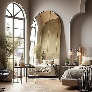 Large Mirror In Dining Room, Tall Mirror Wall, Huge Wall Mirror, Large Standing Mirror, Large Wall Mirrors, Freestanding Wall, Arched Floor Mirror, Giant Mirror, Mirror Decor Living Room