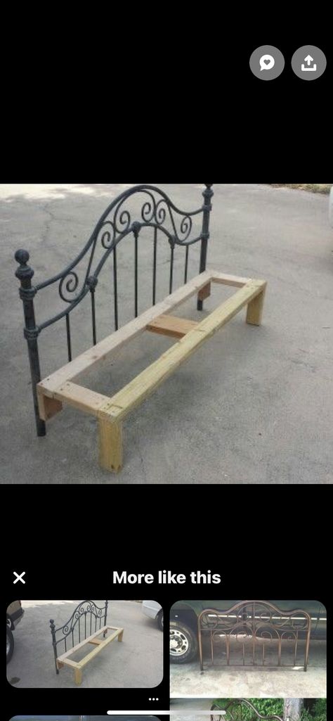 Unique Bench, Wrought Iron Headboard, Antique Ideas, Iron Headboard, Old Headboard, Making A Bench, Iron Bed Frame, Tuscan Design, Diy Bed Frame