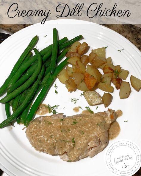 Creamy Dill Chicken, Hello Fresh Meals, Dill Chicken, 30 Min Meals, Fresh Meals, Green Beans And Potatoes, Hello Fresh Recipes, Healthy Food Options, Recipe Chicken