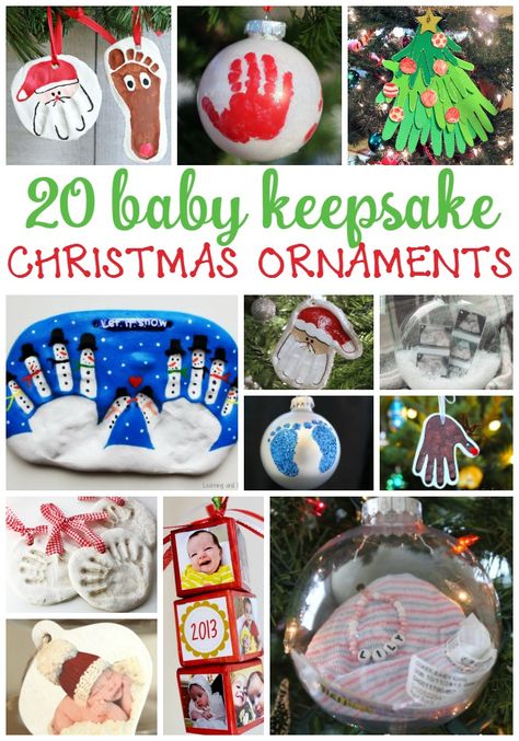 Adorable Christmas ornaments for baby and toddlers! These 20 keepsakes will make baby's first Christmas special. Baby Christmas Crafts, Keepsake Christmas Ornaments, Baby Christmas Ornaments, Homemade Ornaments, Baby First Christmas Ornament, Christmas Keepsakes, Toddler Christmas, Baby Ornaments, Baby's First Christmas