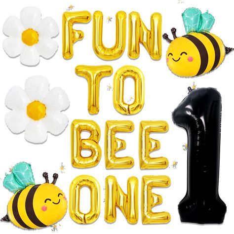 PRICES MAY VARY. Enjoy our Bee One party favor bags. Very suitable for Happy 1st Bee Day party, Fun to Bee One party, Sweet to Bee One party, bee birthday party. Our Happy 1st Bee Day Party Supplies will make your party more interesting and immerse your family and guests in an unforgettable experience with value for money. You will get: 1 x “ Fun to Bee One” letter balloons, 2 x bee balloons, 2 x daisy balloons. High-quality, strong and reusable. Beautiful and durable, reusable, saving money. Ha Fun To Bee One, Bee Balloons, Bee Party Decorations, First Year Birthday, Happy Bee Day, Bee Themed Birthday Party, Bee Balloon, Half Birthday Party, Bumble Bee Birthday