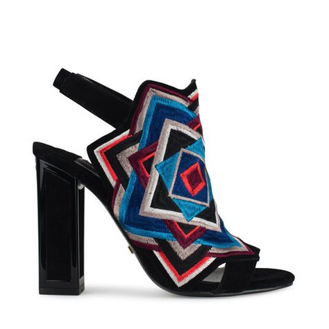 India Katmaconie Shoes, Embroidered Footwear, Kat Maconie Shoes, Black Block Heel Sandals, Kat Maconie, Leather Sole Shoes, Fashion Moments, Embroidered Shoes, Killer Heels