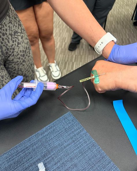 We are so proud of our students! Learning the art of butterfly🦋blood draws!!💉🩸 if you want hands-on training, and would like to become a certified phlebotomist, join our next class, October 21!! Enroll now!! #blooddraws #phlebotomystudent #phlebotomycareers #butterfly Phelobotomy Aesthetic, Phlebotomist Aesthetic, Phlebotomy Aesthetic, Nursing Students Wallpaper, Art Of Butterfly, Nursing Student Organization, Nursing Student Quotes, Medicine Aesthetic, Medical Profession