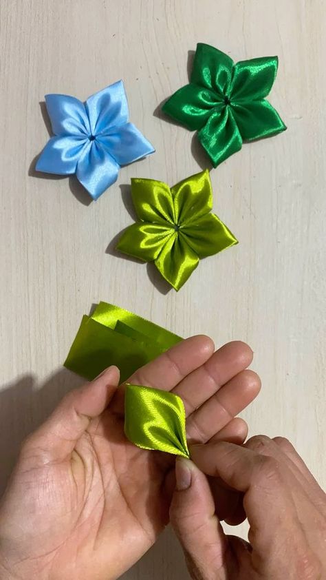 Handmade diy ribbon rose leaf / diy ribbon fowers #diy #handmade #flowers #tutorial #rose #craft #ribbon #leaf  https://youtube.com/shorts/eUkaQzHtGJQ?si=pOjARvtRiJJ1I3GF Ribbon Leaves, Handmade Flowers Tutorial, Rose Craft, Diy Ribbon Flowers, Rose Leaf, Rose Tutorial, Flowers Tutorial, Ribbon Rose, Rose Leaves