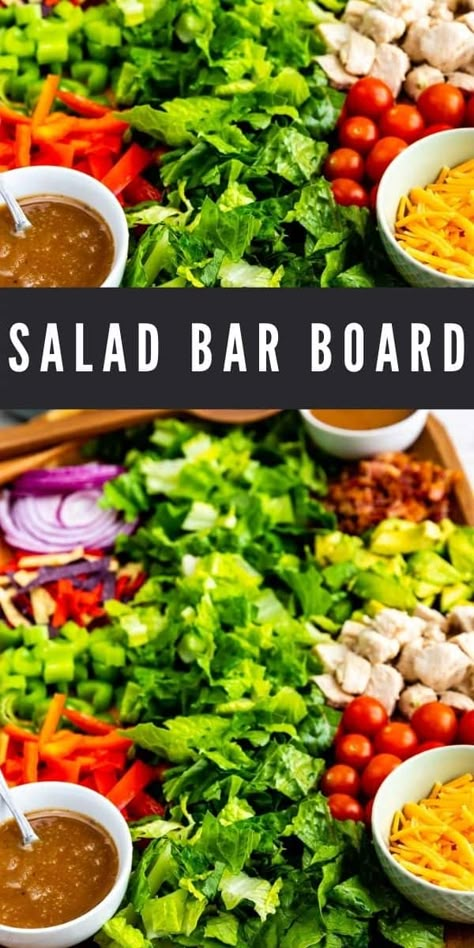 Diy Salad Bar Ideas, Dinner For A Crowd Main Dishes, Salad Charcuterie Board, Salad Bar At Home, Home Salad Bar, Salad Bar Ingredients, Salad Bar Party, Diy Salad Bar, Salad Bar Ideas