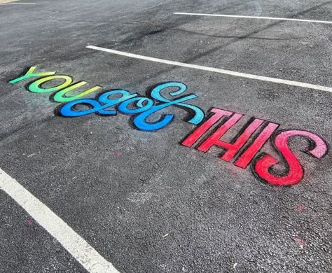 Sidewalk Chalk Inspiration, Sidewalk Chalk Lettering, Back To School Sidewalk Chalk, Chalk Mural Sidewalk, Sidewalk Chalk Quotes, Back To School Chalk Art, Chalk The Walk, Sidewalk Chalk Encouragement, Sorority Chalk Sidewalk