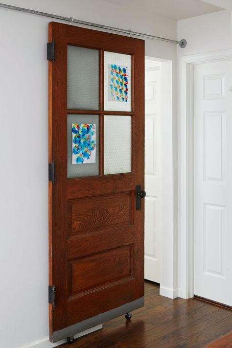 18 creative ways to repurpose vintage doors 3 Panel Glass Door, Rolling Doors, Repurposed Crafts, Old Wooden Doors, Door Crafts, Office Den, Wooden Garage, Gorgeous Doors, Doors Repurposed