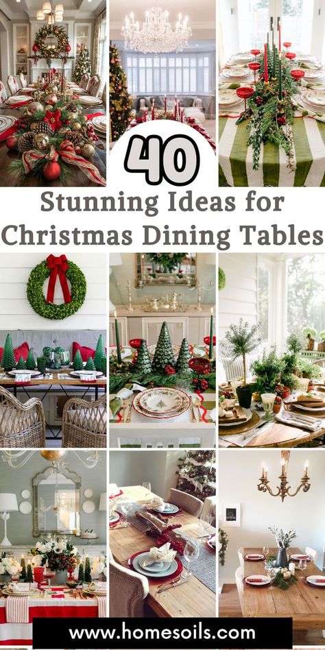 Xmas Tablescapes Dining Rooms, Tablescape For Christmas, Red White Christmas Table Decor, Dining Table Design Christmas, Table Setting Christmas Holiday, Traditional Christmas Table Centerpieces, Dining Table Christmas Ideas, Christmas Table Settings For Round Table, Table Scapes Christmas Holiday