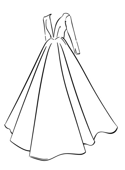 Wedding Dress Drawing Sketches, Long Dress Sketch, Wedding Dress Websites, Wedding Dress Keepsake, Wedding Dress Drawings, Dress Templates, Wedding Coloring Pages, Minions Coloring Pages, Dress Logo