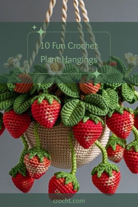 Transform your home or office into a green paradise with these 10 creative Crochet Hanging Plant Ideas! Each idea features patterns that are easy to follow, allowing you to bring a touch of nature indoors. These charming plant hangers make excellent handmade gifts for plant lovers and add a personal flair to any space. Get inspired to add gorgeous crochet creations that highlight your favorite plants in unique ways. Whether you’re a beginner or an expert, these crochet designs can be a fun project for all skill levels. How To Crochet Plants, Crochet Strawberry Plant Pattern Free, Crochet Fake Plants, Crochet Garden Ideas, Crochet Hanging Plant Pattern Free, Wisteria Crochet Pattern, Home Crochet Projects, Crochet Hanging Flowers, Crochet Plant Hanger Pattern Free