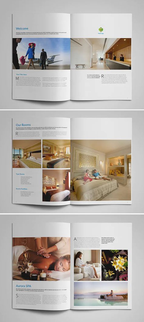 Hotel Brochure Template. 18 Pages, A4 and US Letter size Hotel Directory Design, Hotel Editorial, Alphabet Handwriting, Event Brochure, Luxury Brochure, Packaging Illustration, 잡지 레이아웃, Hotel Marketing, Brochure Design Layout