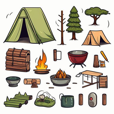 4K & Vector Camping Clipart in Minimalist Art Style Camping Clipart Free, Camping Digital Art, Camping Images Clip Art, Camping Illustration Graphics, Camping Clip Art, Hiking Clipart, Props Illustration, Tent Life, Camping Icons Graphics