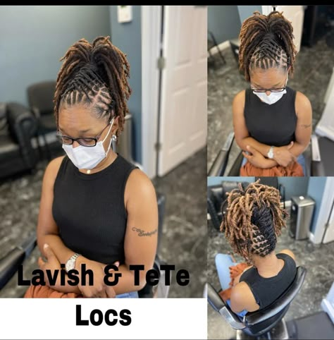 Dreadlock Styles Ponytail, Loc Updo Long Hair, Dreadlock Styles For Long Hair, Basket Weave Loc Styles, Long Locs Hairstyles For Women Updo, Ponytail Loc Styles For Women, Locs Hairstyles For Women Short Updo, Dred Locks Hair Styles For Women, Dreadlock Styles For Women Black Locs Dreads