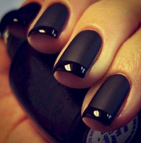 New Years Eve Nails, French Manicure Designs, Black Nail Polish, Super Nails, Black Nail, Trendy Nail Design, Manicures Designs, New Year's Nails, Matte Nails