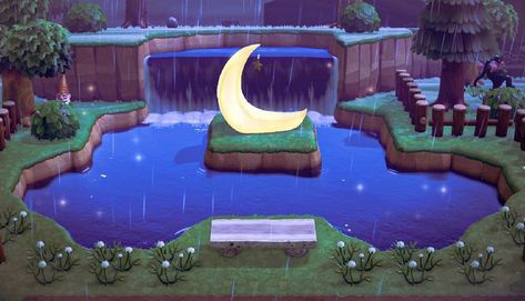 Acnh Moon Pond, Fairycore Island, Reset Ideas, Acnh Inspiration, Moon Chair, Goth Fairy, Acnh Ideas, Acnh Inspo, New Animal Crossing