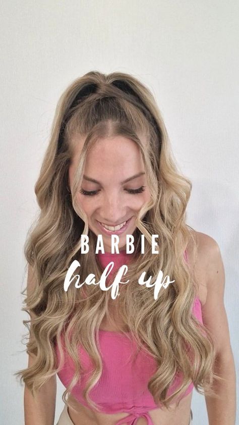 Poppy ✨️♏️ | BARBIE HALF UP HAIRSTYLE pt 2 💗⚡️🌸🎀✨️💞💫 Super simple hack, YES or NO ?! . . . #halfuphalfdown #halfuphalfdownhairstyle #festivalhair... | Instagram Barbie Hairstyles For Halloween, Barbie Headband Hairstyle, Half Up Barbie Hair, Barbie Ponytail Hairstyles Tutorial, Half Up Half Down Barbie Ponytail, Barbie Hairstyles, Pony Hairstyles, Barbie Hairstyle, Half Up Half Down Hair