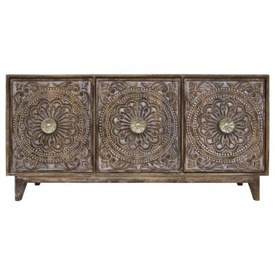 Bungalow Rose Rausch Hand Carved 3 Door Accent Chest Indian Furniture, A&b Home, Console Cabinet, White Room, Hooker Furniture, Accent Doors, Dark Interiors, Accent Cabinet, Buffet Table