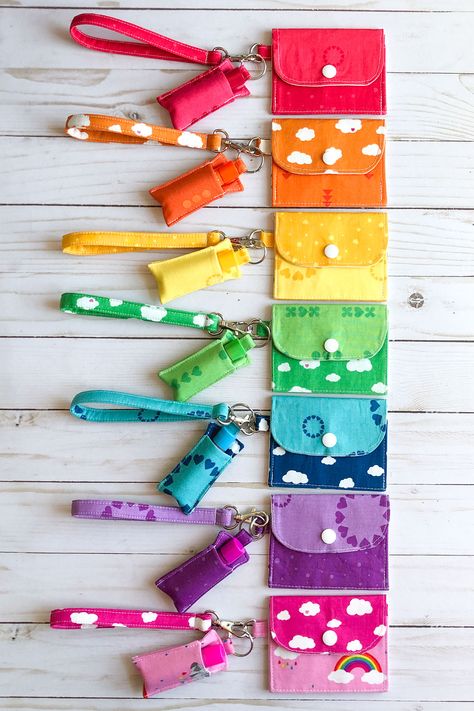 Fabric Chapstick Holder Pattern, Sew Beginner Projects, Small Square Bag Sewing Pattern, Card Pocket Diy, Cute Fabric Keychain, Fabric Teacher Gifts, How To Make Chapstick Holder, Quilted Notebook Cover Free Pattern, Sewing Keychain Pattern