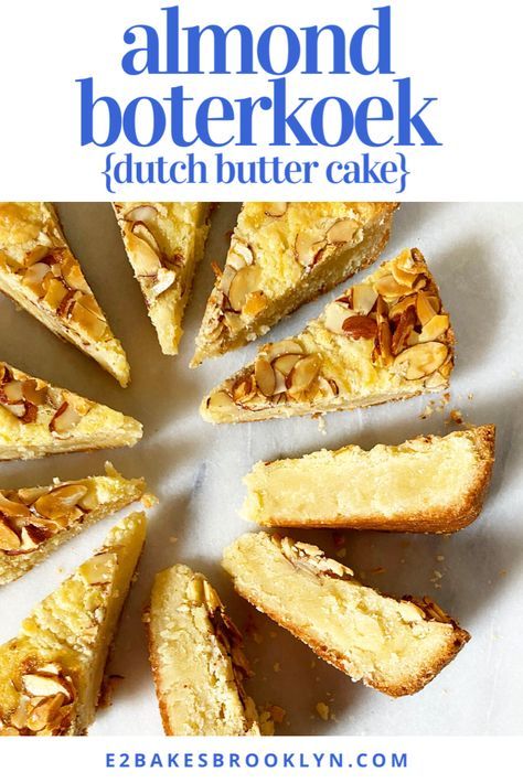 Almond Boterkoek {Dutch Butter Cake} – e2 bakes brooklyn Dutch Almond Cake, 12 Tomatoes Recipes Cakes, Dutch Food Traditional, Boterkoek Recipe, Dutch Baking, Cardamom Scones, Almond Butter Cake, Traditional Dutch Recipes, Dutch Desserts