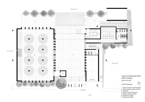 Mayor Mohammad Hanif Jame Mosque | Shatotto   #Bangladesh #brick #Glass #MikeKelley #Shatotto #Steel #WillScott Shah Mosque, Old Dhaka, Mike Kelley, Glass Bridge, Mosque Design, Lighting Layout, Dhaka Bangladesh, Social Space, Ground Floor Plan