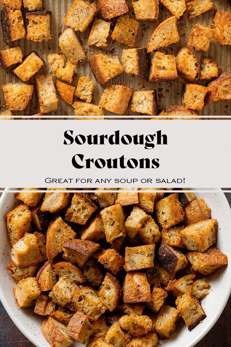 Sourdough Croutons Pantry Mama, Sourdough Croutons, Simple Sourdough, Zone Recipes, Discard Recipe, Crouton Recipes, Dough Ideas, Discard Recipes, Bon Apetit