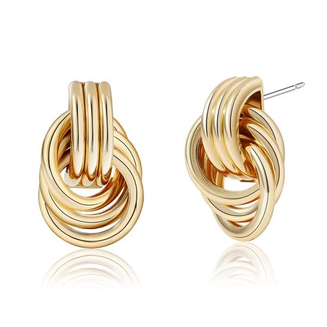 PRICES MAY VARY. Trendy Gold Earrings for Women: Discover our stylish collection of gold earrings, featuring trendy designs that cater to every woman's taste. From sleek gold knot earrings to elegant square and circle styles, our selection is perfect for enhancing any outfit. Chunky Gold Hoop Earrings: Make a bold statement with our chunky gold hoop earrings. Designed for the fashion-forward woman, these hoops offer a modern twist on a classic accessory, ensuring you stand out in any crowd. Vers Gold Silver Earrings, Gold Jewelry For Hoco, Gold Jewelry Bridesmaids, Bulky Gold Jewelry, Gold Earrings Amazon, Amazon Gold Earrings, Gold Amazon Jewelry, Hoco Jewelry Gold, Gold Formal Earrings