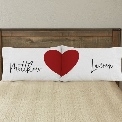 Couples Pillow Cases, Cricut Bridal Shower Gifts, Custom Valentines Gifts, Heart Connection, Couple Pillowcase, Dream Together, Cricut Projects Easy, Letter Cushion, Wedding Cushion