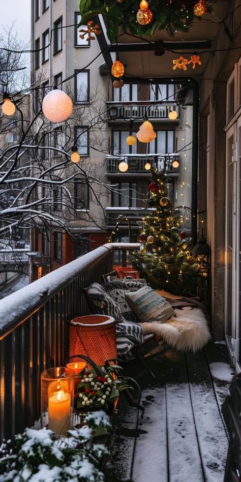 Balcony Winter, Winter Balcony Ideas, Winter Balcony, Balcony Makeover, Apartment Balcony Ideas, Interlocking Deck Tiles, Dream Apartment Decor, London House, Balcony Furniture