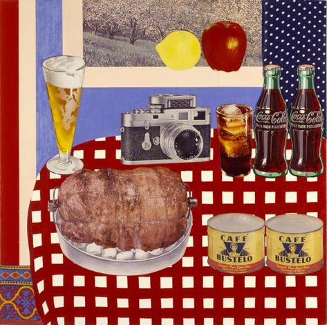 Tom Wesselmann, Still Life #12 (1962) Paint Still Life, Meat Art, Pop Art Food, Tom Wesselmann, Cafe Bustelo, Still Life Artists, Painting Canvases, Still Life Drawing, Collage Poster