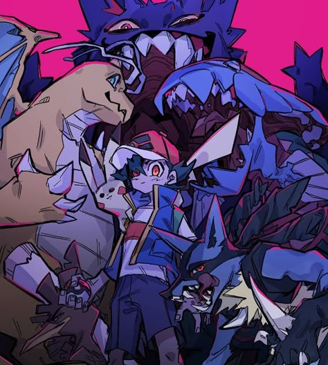 Cool Pokemon Art, Pokémon Fan Art, Pokemon Team Art, Pokemon Art Draw, Gengar Fanart, Dark Pokemon, Dragon Pokemon, Ash Art, Fanart Pokemon