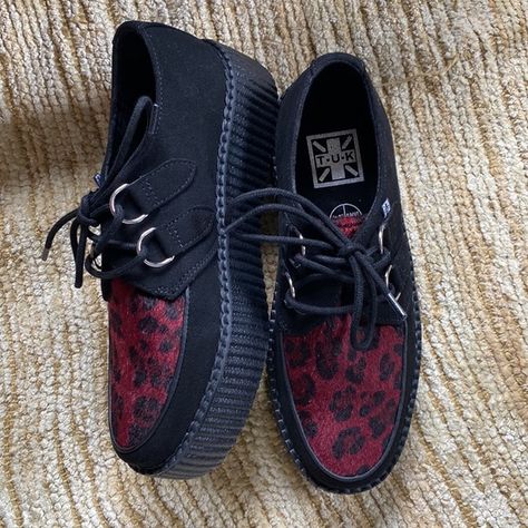 T.U.K | Shoes | Tuk Footwear Creeper Size 7 Suede Burgundy Leopard | Poshmark Tuk Shoes Outfit, Tuk Footwear, Tuk Shoes, Creeper Boots, Pointed Loafers, Platform Creepers, Creepers Shoes, Printed Flats, Shoes Outfit