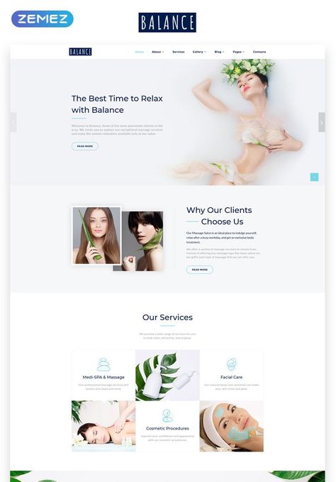 Sit back and watch the live preview for the premium Balance - Elegant Massage Salon Multipage Website Template (#70019) get yourself familiar with this design before you buy it. View the pages, che Webdesign Inspiration, Business Website Design, Website Design Layout, Hair Salons, Beauty Website, Ui Design Inspiration, Web Layout Design, Website Layout, Web Layout