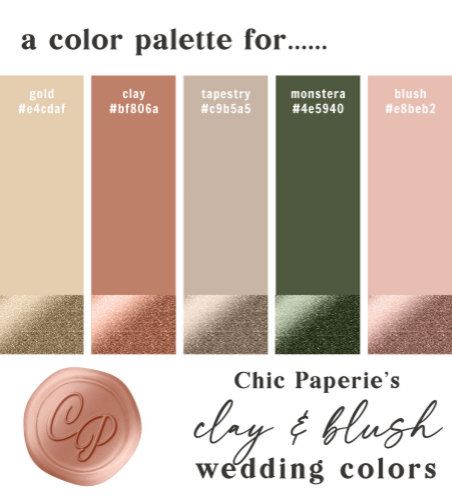 Chic Paperie: Designs & Collections on Zazzle Wedding Color Schemes Green, Pink Terracotta, Wedding Color Palette Summer, Dark Green Wedding, Blush Color Palette, Blush Wedding Colors, Pink Green Wedding, Rustic Wedding Colors, Wedding Color Combinations