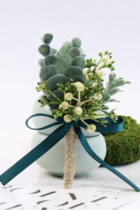 Succulent Corsage, Silk Flower Boutonniere, Green Boutonniere, Boutonniere Wedding Rustic, Homecoming Corsage, Wrist Flowers, Giving People, Fake Succulents, Corsage And Boutonniere