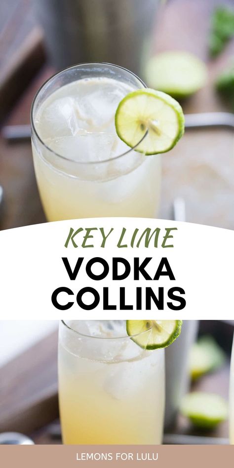 Vodka Collins recipe Key Lime Drinks Cocktails, Vodka Limeade Cocktail, Lime Vodka Cocktails, Lime Drinks Cocktails, Lime Vodka Drinks, Lime Cocktail Recipes, Vodka Recipes Easy, Vodka Collins, Vodka Recipes Drinks