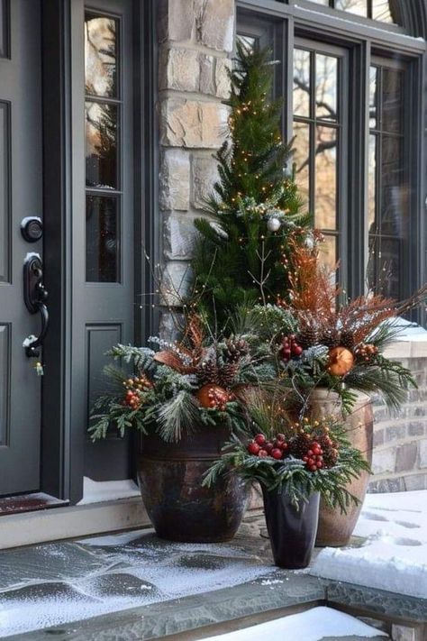 Christmas Coffee Table Decor, Outdoor Christmas Planters, Planter Decor, Holiday Planter, Winter Planter, Christmas Pots, Christmas Planters, Christmas Front Porch, Christmas Porch Decor