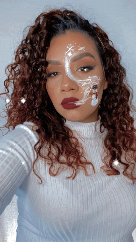 Snow makeup Snow flake Winter makeup Winter Wonderland Eye Makeup, Snowman Makeup Looks, Snowflakes Makeup, Creative Christmas Makeup Looks, Snowflake Makeup, Snow Makeup, Christmas Makeup Look, Drawing Hair Tutorial, Holiday Makeup Looks