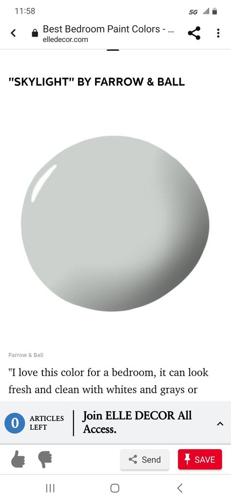 Farrow Ball Skylight, Farrow And Ball Skylight, Best Bedroom Paint Colors, House Closet, Farrow And Ball, Wall Paint Colors, Bedroom Paint Colors, Bedroom Paint, Paint Colors For Home