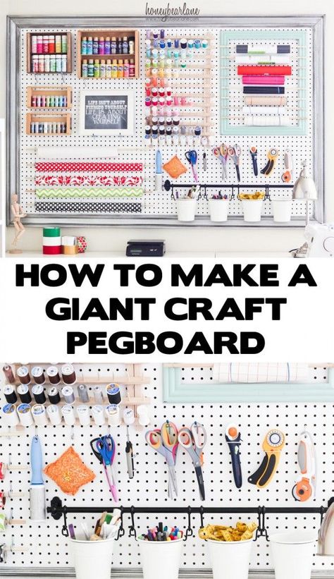 If you have the wall space in your makerspace, something like this giant craft pegboard could be an amazing organization setup. Bathroom Pegboard, Entryway Pegboard, Cricut Pegboard, Art Pegboard, Craft Pegboard, Desk Pegboard, Framed Pegboard, Display Pegboard, Room Pegboard