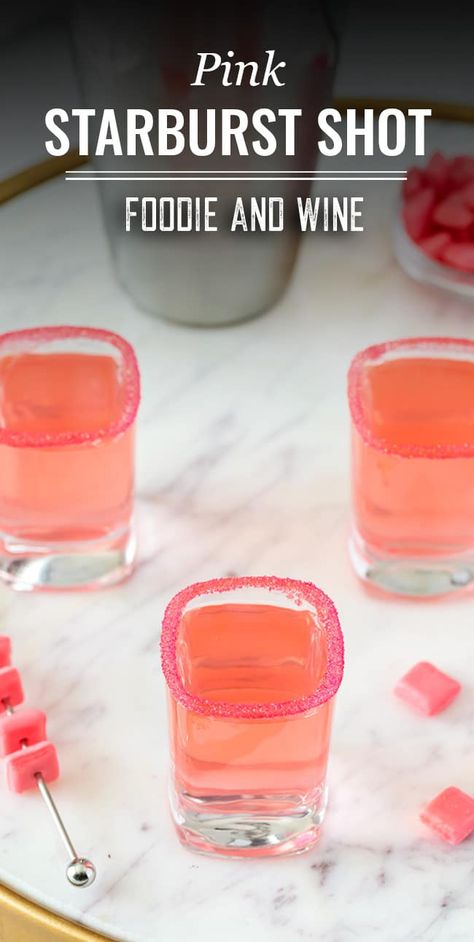 Madras Drink, Shooters Alcohol Recipes, Pink Party Drinks, Starburst Drink, Fruity Shots, Strawberry Shots, Shots Alcohol Recipes, Pink Vodka, Candy Shots