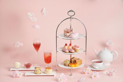 Hotel Dessert, Budapest Cafe, Afternoon Tea Party Ideas, Cherry Blossom Tea, Tea Garden Party, Spring Tea Party, Fragrance Campaign, Lancome Absolue, Spring Afternoon