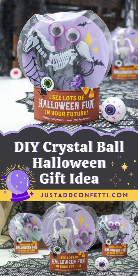 Kids Halloween Class Gifts, Halloween Gifts For Classroom, Halloween Class Gift Ideas, Halloween Teacher Gifts Ideas, Halloween Gifts For Students, Halloween Class Gifts, Halloween Gifts For Teachers, Diy Crystal Ball, Crystal Ball Halloween