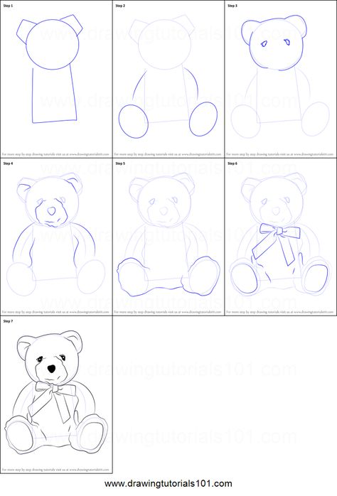 How to Draw a Teddy Bear Printable Drawing Sheet by DrawingTutorials101.com How To Draw Stuffed Animals, Draw A Teddy Bear, How To Draw Teddy Bear, How To Draw A Teddy Bear, Easy Teddy Bear Drawing, Teddy Bear Drawing Pencil, Draw Teddy Bear Easy, Teddy Bear Sketch Pencil, Teddy Bear Sketch Drawings