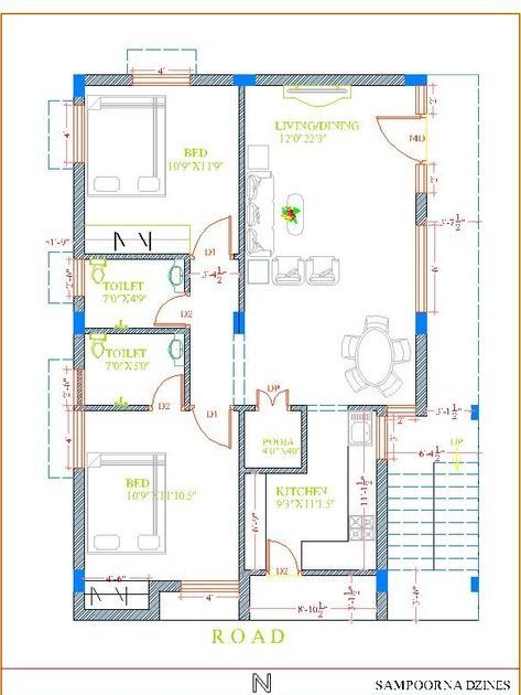 South Facing 30x40 House Plans with Vastu,South facing plan 2bhk in First Floor with East Entrance G+1,South facing Duplex 3bhk First Floor Plan G+2 Single Floor Plan, House Construction Ideas, South Facing House, West Facing House, North Facing House, 20x40 House Plans, 30x40 House Plans, House Printable, Vastu House