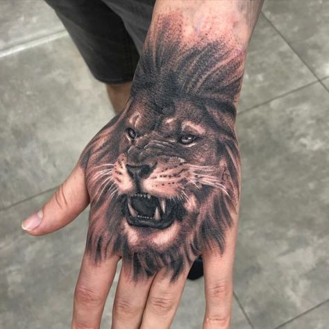 Lion On Hand Tattoo, Hand Lion Tattoo, Lion Tattoo Hand, Lion Hand Tattoo Men, Roaring Lion Tattoo, Lion Hand Tattoo, Lion Tattoo Sleeves, Mens Lion Tattoo, Lion Head Tattoos