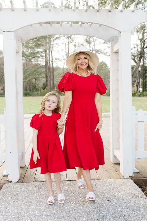 Red Gender Reveal Dress, Mom Daughter Matching Dresses, Mom Daughter Outfits, Ivy City Co, Mother Daughter Matching Outfits, Mom And Daughter Matching, Pink Evening Dress, New Obsession, Beautiful Dress Designs