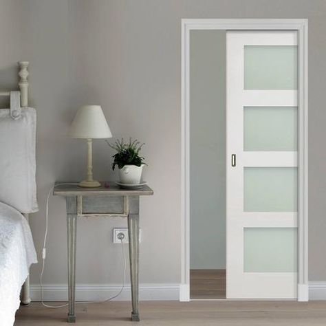 Loft Ensuite, Pocket Doors Bathroom, Glass Pocket Door, Pocket Door Frame, Glass Pocket Doors, Internal Sliding Doors, Elegant Doors, Sliding Pocket Doors, Frosted Glass Door