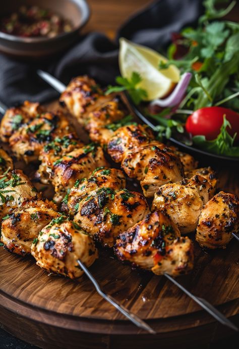 Learn How to Cook Chicken Skewers Grilled Recipe For Free | Recipes You'll Love, Made Easy! Grill Food Recipes, Chicken Kebab Skewers, Wedding Skewers, Grilled Chicken Bites, Chicken Skewers Marinade, Chicken Skewers Grilled, Chicken Grill, Chicken Skewer Recipe, Grilled Chicken Skewers