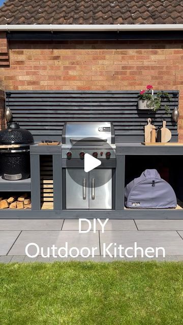 Build An Outdoor Kitchen, Coal Bbq, Simple Outdoor Kitchen, Lake Dock, Kitchen Post, Painted Slate, Bbq Ideas, Build Outdoor Kitchen, Treated Timber